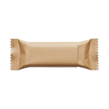 Brown kraft paper snack bar wrapper isolated on transparent background for eco-friendly food product presentation