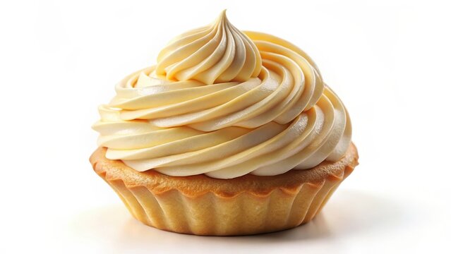 Creamy delicious pastry cream swirl isolated on white background food rich sweet yellow smooth baking