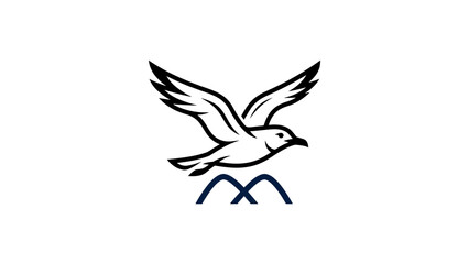 Fototapeta premium Minimalist Seagull Logo Design Vector Illustration