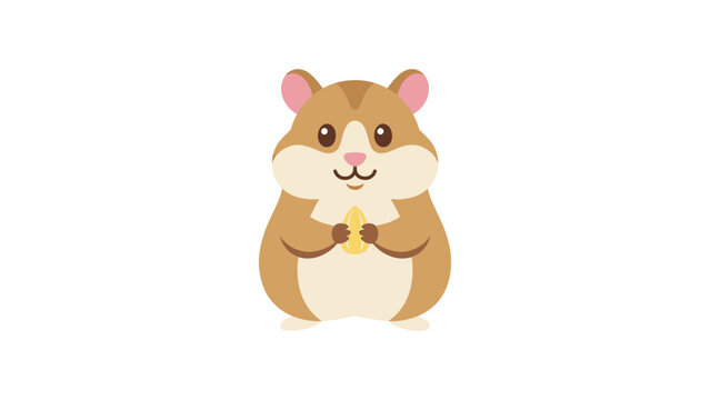 Cute Cartoon Hamster Holding A Seed Vector Illustration