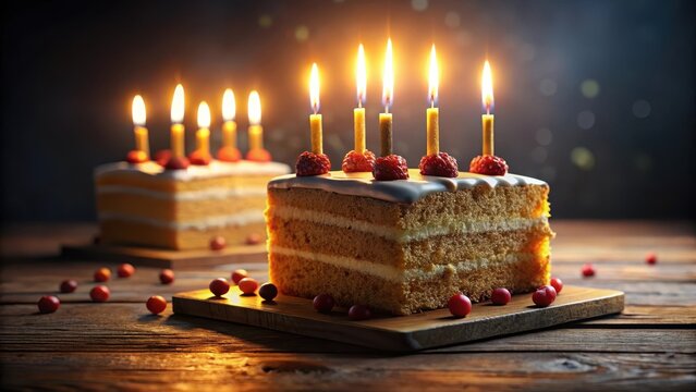 Trozo de tarta con velas