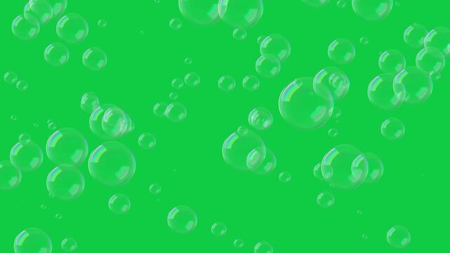 soap bubbles isolated green screen animation,chroma key foam bubbles random motion cosmetics and beauty design element