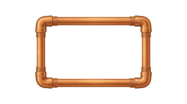 Industrial copper plumbing pipes rectangular frame border
