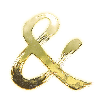 Shining golden hollow inverted ampersand symbol, alpha channel