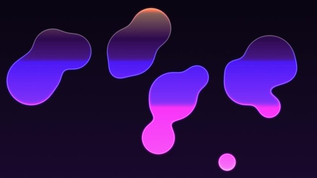 Abstract colorful shapes on dark background. 2d animation