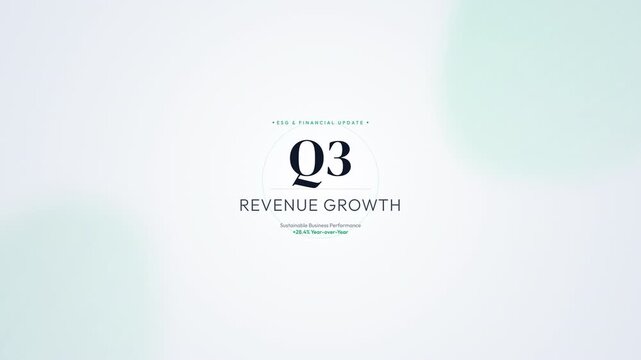 Minimalist Q3 revenue growth title card on abstract pastel background