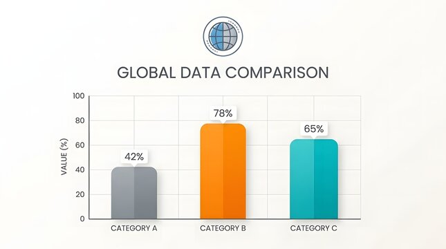 Global data comparison bar chart with percentages