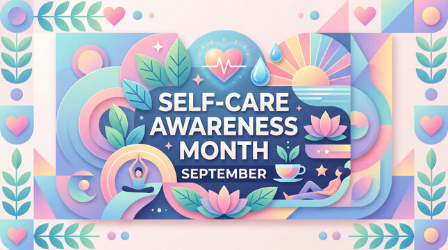 SELF-CARE AWARENESS MONTH SEPTEMBER premium vector campaign design
