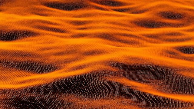 Orange rippled surface with dense microtexture, rhythmic wave ridges, warm highlights, deep shadow contrast, abstract organic detail, tactile sculpted background for modern design