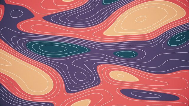 Retro Topographic Contour Map Background Loop