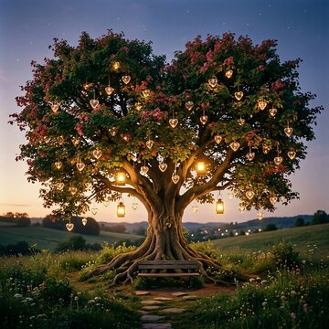 Heart tree bench