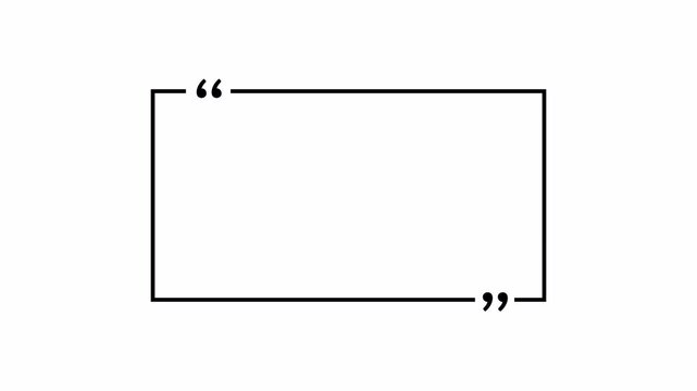 Rectangle Animation with Quotation Marks on Transparent Background, Smooth Quote Frame Motion, Alpha Channel Motion Graphic Overlay for Video Editing and Social Media in 4K