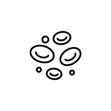 Simple outline icon of blood cells with hematology microscopic research minimalist laboratory
