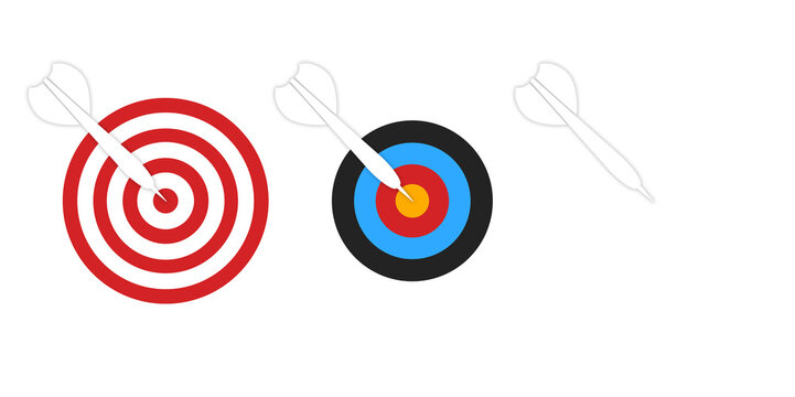 Target Bullseye Icon with Arrow in the Center on Transparent Background. Goal, Challenge, Opportunity, Aim Strategy, Achievement and Success Concept. 2D Illustration