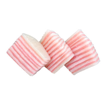 Thai dessert isolated png with pink and white layers sweet treat on transparent background