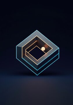 A stunning impossible geometric form creating a visual paradox. Abstract background with overlapping layers and confusing depth perception ,contemporary ,Illusion ,design
