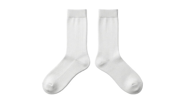 Blank white crew socks mockup isolated PNG with Transparent Background