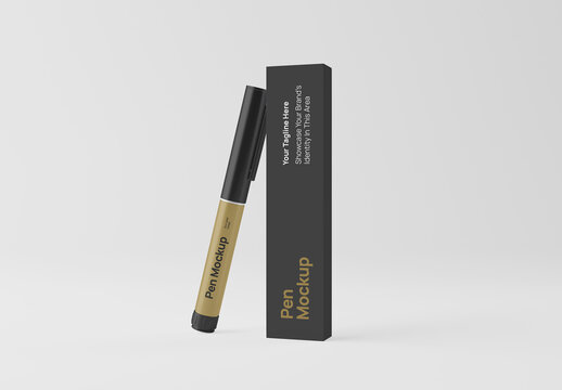 Pen with Box Mockup