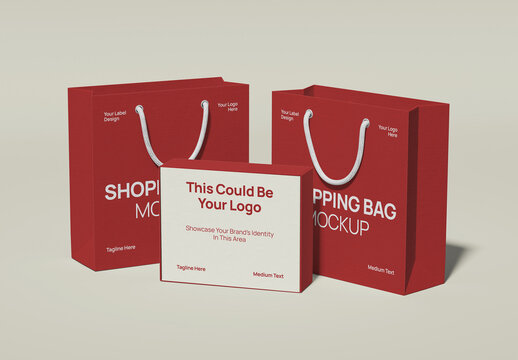Shopping Bag and Box Mockup