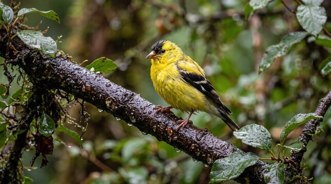 Yellow goldfinch bird