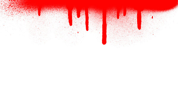 Bright red blood splatter isolated on transparent background for medical or horror design projects