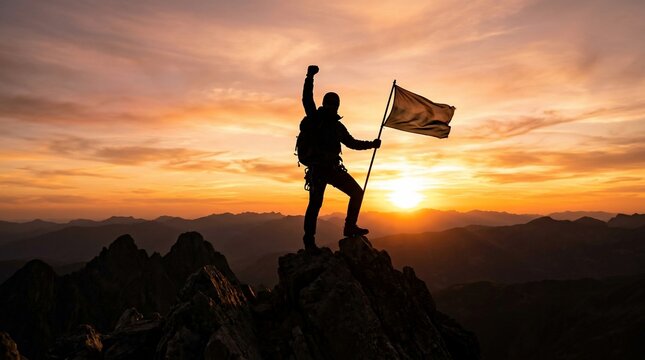 Climber reaching summit