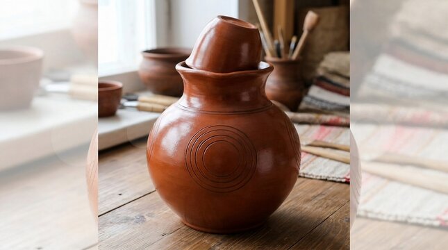Clay pottery jug
