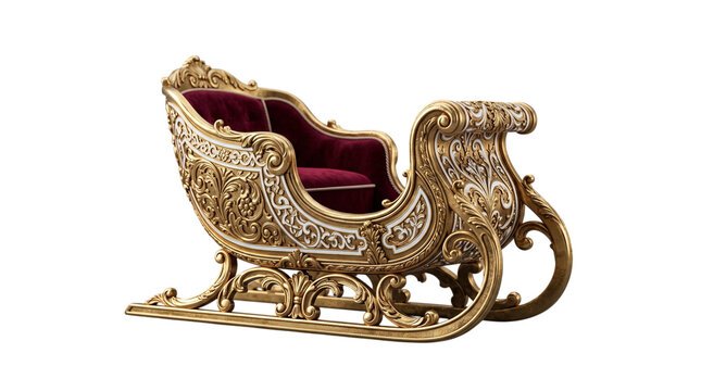 Ornate golden sleigh Christmas winter decoration