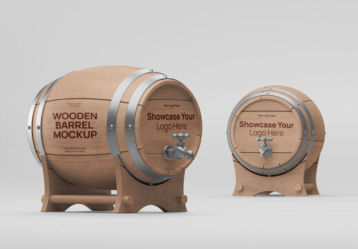 Wood Barrel Mockup
