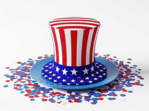 Three dimensional Uncle Sam hat with American flag design