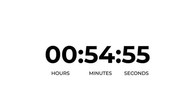 1 hours work shift icon animation with countdown wise arrow loop.