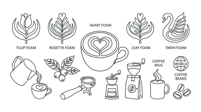 Coffee Making and Latte Art Icons