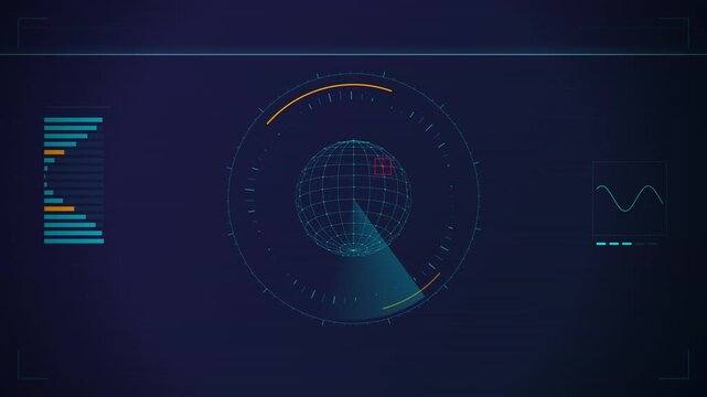 Futuristic Radar Chart Data Visualization Animation - Neon Glowing Digital Interface Motion Graphics Video Footage 4K UHD
