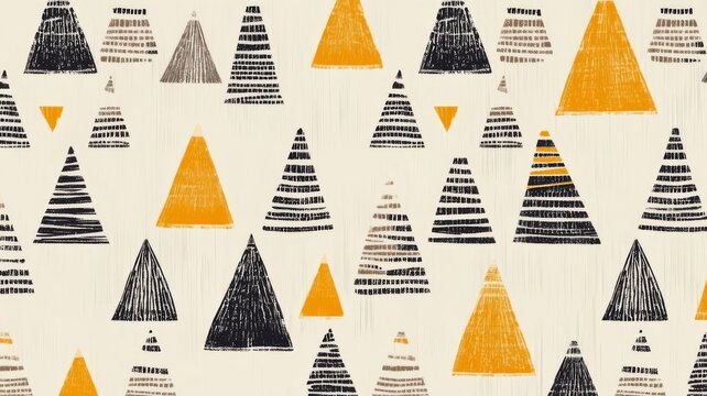Abstract geometric triangle pattern design with hand drawn texture minimalist repeating geometric shapes with textured hand drawn triangles.