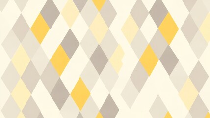 Fototapeta premium Abstract geometric harlequin pattern wallpaper with soft yellow grey and white diamond shapes in a minimalist modern background design.