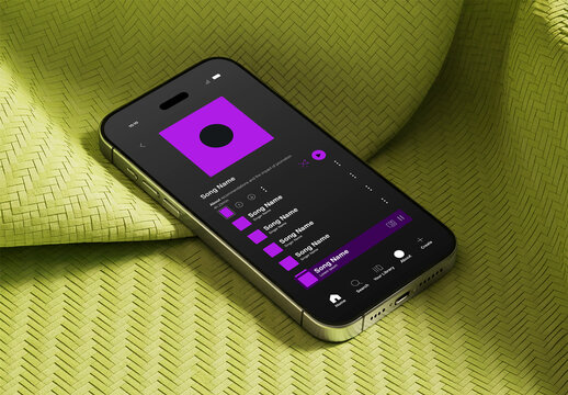 Modern smartphone with music streaming app screen mockup