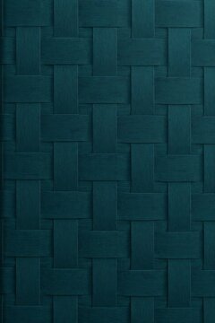 Dark teal vertical woven basket texture background with vertical background material interwoven synthetic