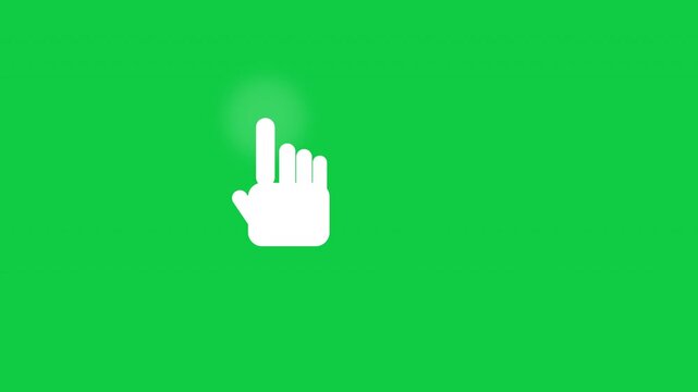 pixel hand cursor clicking animation on green screen, digital select pointer action
