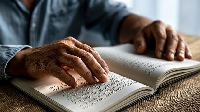 Empowering Accessibility: Blind Reading Braille in Natural Light