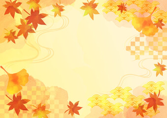 Obraz na płótnie Canvas 秋　紅葉の水彩背景イラスト
