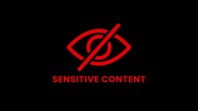 Sensitive content warning eye symbol on black background. warning message about sensitive viewer notice. Animated Minimalist Sensitive Content Warning. Sensitive content icon. Censored eye symbol.