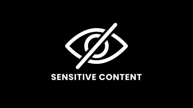 Sensitive content warning eye symbol on black background. warning message about sensitive viewer notice. Animated Minimalist Sensitive Content Warning. Sensitive content icon. Censored eye symbol.