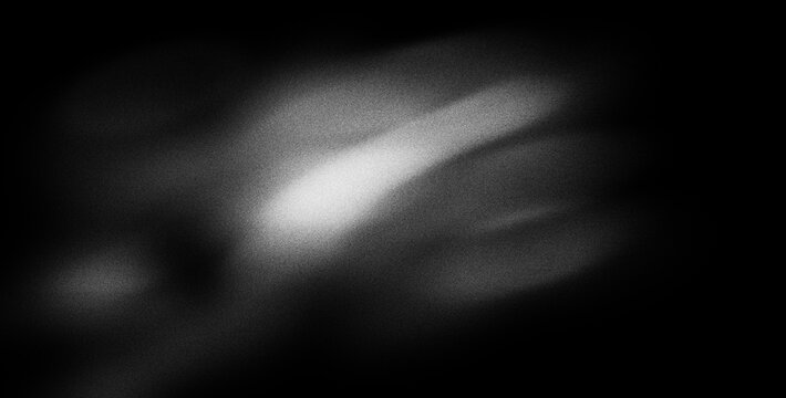 Light Leak Overlay Effect with White Glow, Retro Film Grain, Blurred Light Flare, Noisy Vintage Film Texture on Dark Black Background