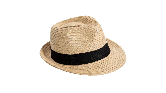 Classic summer straw fedora panama sun hat fashion clothing apparel accessory isolated on transparent background