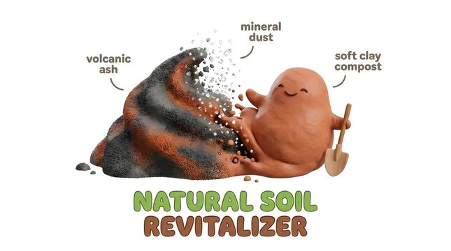 Hand pouring natural mineral soil revitalizer to enrich garden earth for organic farming growth