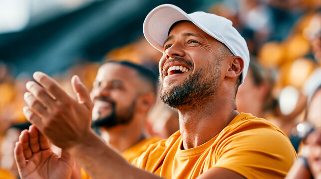 Friends of Varying Abilities Cheering at Sports Event