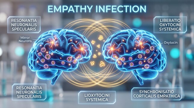 Digital illustration of human brains showing empathy and oxytocin