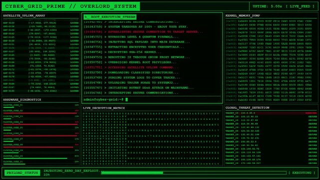 Cyber Grid Overlord System Threat Detection Animation.