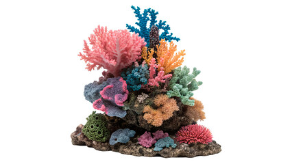 Colorful tropical underwater coral reef scenery element design asset decoration isolated on transparent background © Amelia