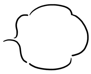 Fototapeta premium Hand Drawn Thin Ink Medium Span Cloud Short Speech Bubble Pointing Down For Comic on Transparent Background
